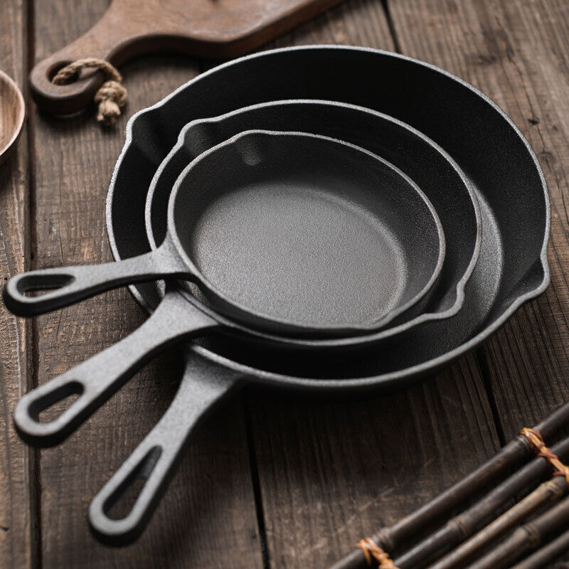 Set of 3 Cast Iron Non Stick Pan